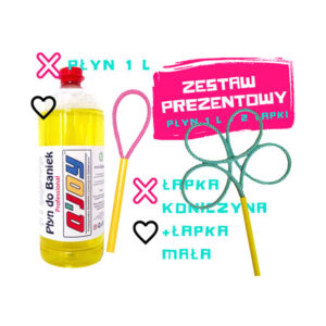 Zestaw Prezentowy – Płyn do Baniek 1L + 2 Łapki (Mała i Koniczynka) – Idealny Świąteczny Prezent
