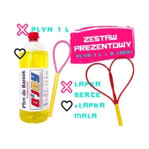 Bańki Mydlane – Zestaw: Płyn 1 l + Łapka „Mała” + Łapka „Serce”