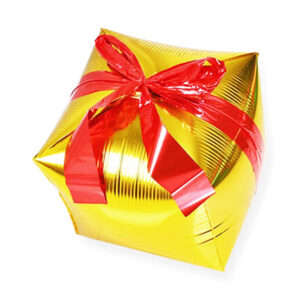 Balon Foliowy Złoty Prezent – Świąteczna Dekoracja (46 × 46 cm)