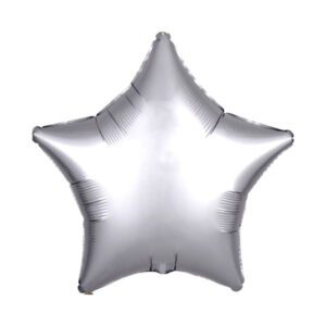 Srebrny Matowy Balon Foliowy w Kształcie Gwiazdy – Stylowa Dekoracja na Sylwestra