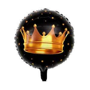 Czarny Balon Foliowy ze Złotą Koroną – Dekoracja na Sylwestra i 3 Króli