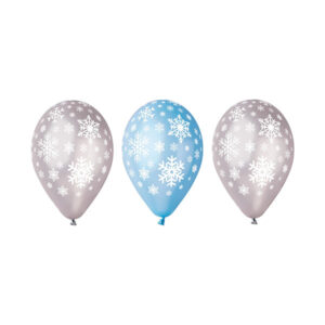 Balony Premium „Płatki Śniegu” – Metaliczne, 12", 5 szt. – Dekoracja Świąteczna