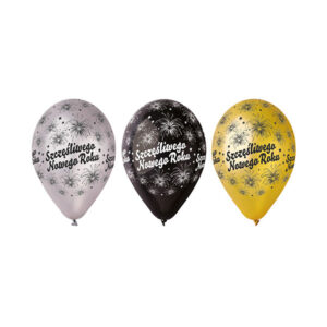 Balony z Nadrukiem „Szczęśliwego Nowego Roku” – Dekoracja na Sylwestra (6 szt.)