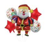 Balony Foliowe „Mikołaj” – Zestaw 5 szt. | Świąteczne, Na Hel lub Powietrze, Wielorazowe