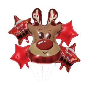 Balony Foliowe „Renifer” – Zestaw 5 szt. | Świąteczne, na Hel lub Powietrze, Wielorazowe