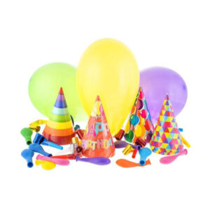 Zestaw Dekoracji na Sylwestra – BAL DUŻY – 13 Elementów: Balony, Czapeczki, Trąbki i Serpentyna