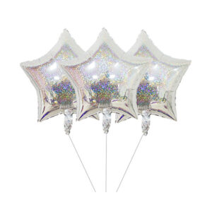 Balon Foliowy Gwiazda – Srebrna Holograficzna, 18” (ok. 45 cm)