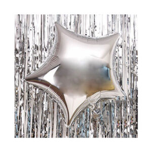 Balon foliowy gwiazda – srebrny, błyszczący, 18 cali (ok. 45 cm)