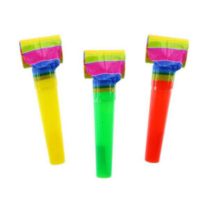 Tęczowe Gwizdki Papierowe – 144 sztuki – Trąbki Urodzinowe dla Dzieci i Animatorów