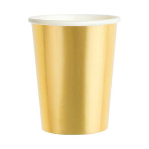 Kubeczki Papierowe „Złote Party” – 6 sztuk – Błyszczące Złote Kubki na Imprezę