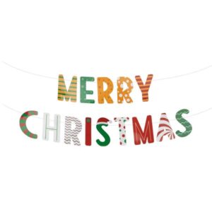 Baner „Merry Christmas” (Wesołych Świąt) – 300 cm długości, litery 20 cm | Dekoracja Świąteczna