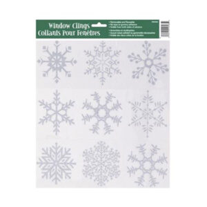 Naklejki Płatki Śniegu – Bożonarodzeniowa Dekoracja Okien i Szyb (Srebrne Brokatowe Śnieżynki)