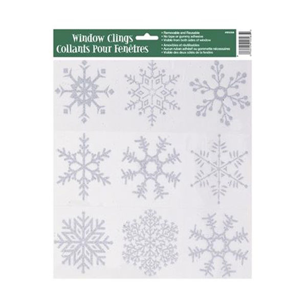 Naklejki Płatki Śniegu – Bożonarodzeniowa Dekoracja Okien i Szyb (Srebrne Brokatowe Śnieżynki)