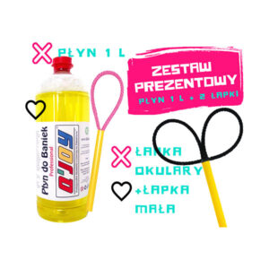 Bańki Mydlane – Płyn 1 l + Łapka „Mała” + Łapka „Okulary” — Zestaw