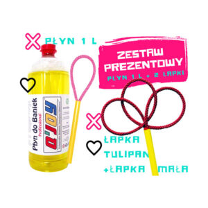 Bańki Mydlane – Płyn 1 l + Łapka „Mała” + Łapka „Tulipan” — Zestaw