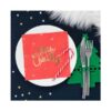 Serwetki papierowe Merry Christmas czerwone – złoty napis, 10 szt. | 33 × 33 cm