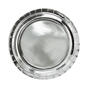 Talerzyki Papierowe Srebrne 17,5 cm – Zestaw 6 sztuk – Elegancka Zastawa Jednorazowa na Święta i Sylwestra