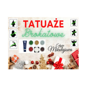 Tatuaże Brokatowe – Zestaw Mikołajkowy | Świąteczne wzory + klej + brokaty + pędzelek